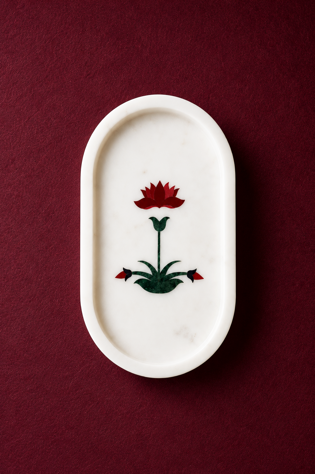 Lotus Marble Keepsake Tray | Handcrafted Marble Inlay