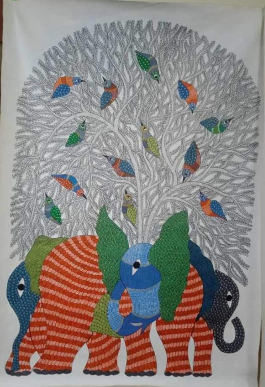 Elephants Gond Painting | Gond Art