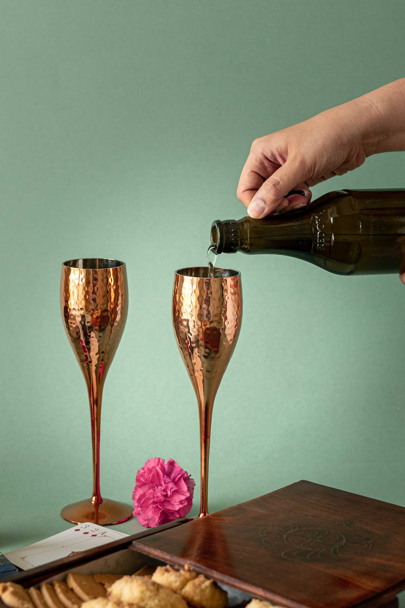 Naaz martini copper goblets, set of 2, offering a sleek handcrafted design for elegant cocktail service