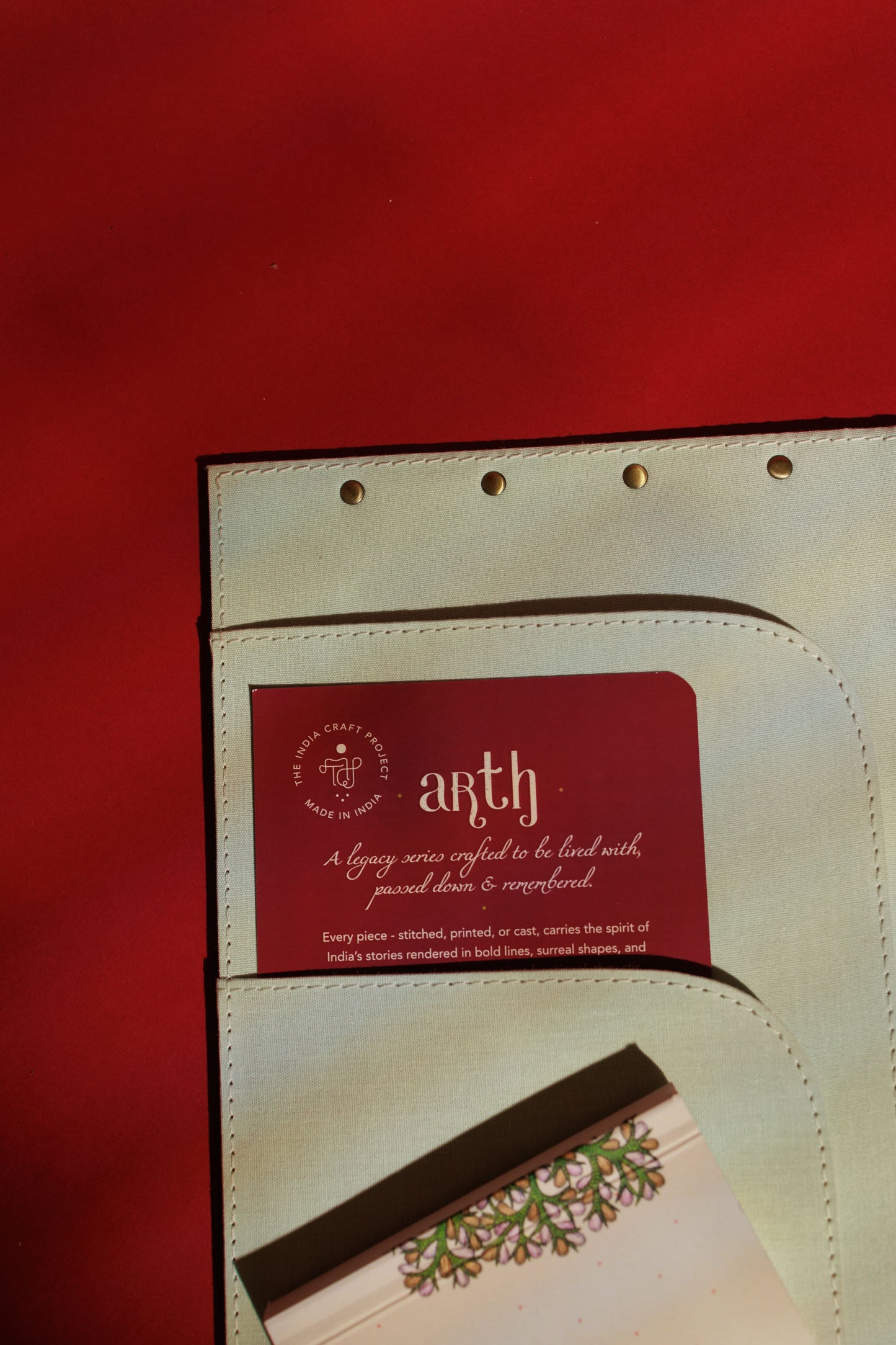 Arth Keepsake Folio | Leather & (White) Kala Cotton