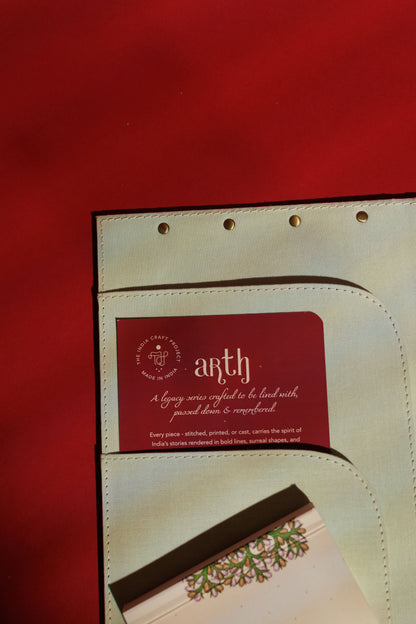 Arth Keepsake Folio | Leather & (White) Kala Cotton