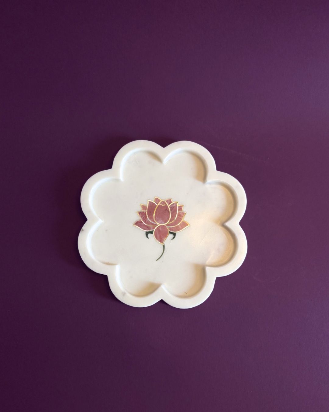 Lotus Marble Tray | Inlay in Marble