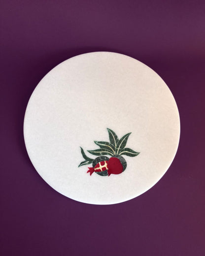 Pomegranate Marble Inlay Platter | Handcrafted Pietra Dura Serveware