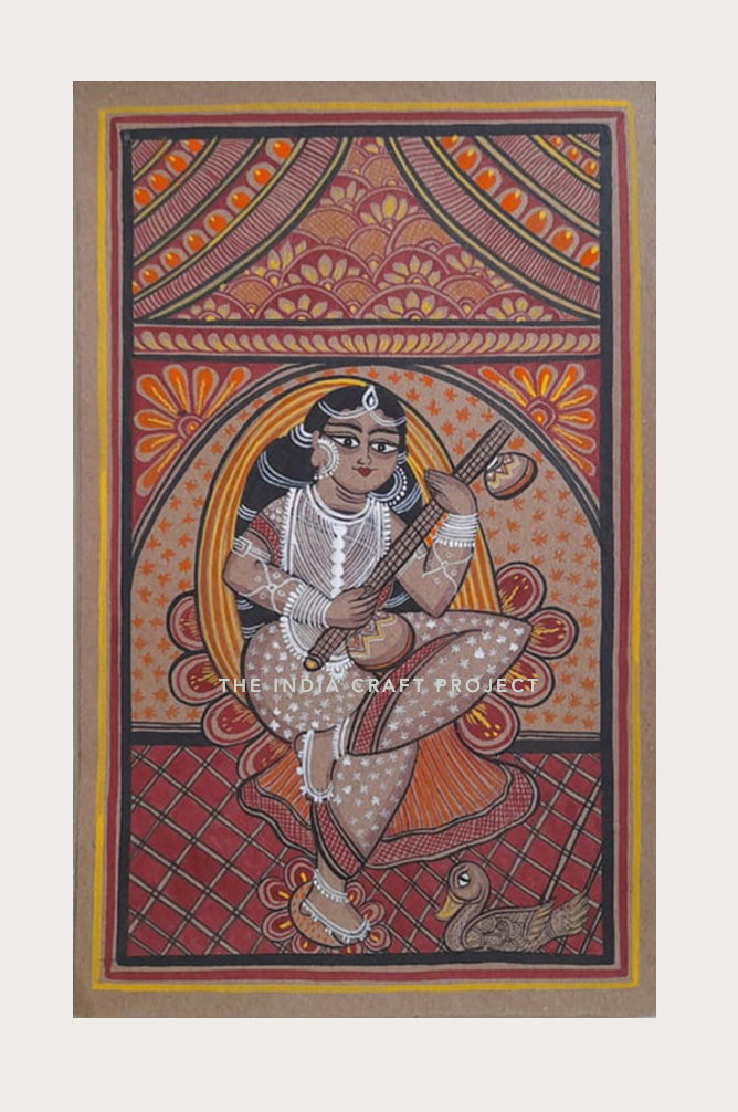 Bengal Pattachitra |Goddess Saraswati Painting