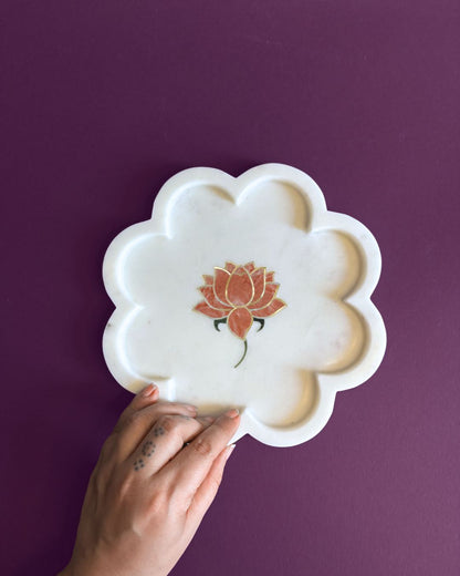 Lotus Marble Tray | Inlay in Marble