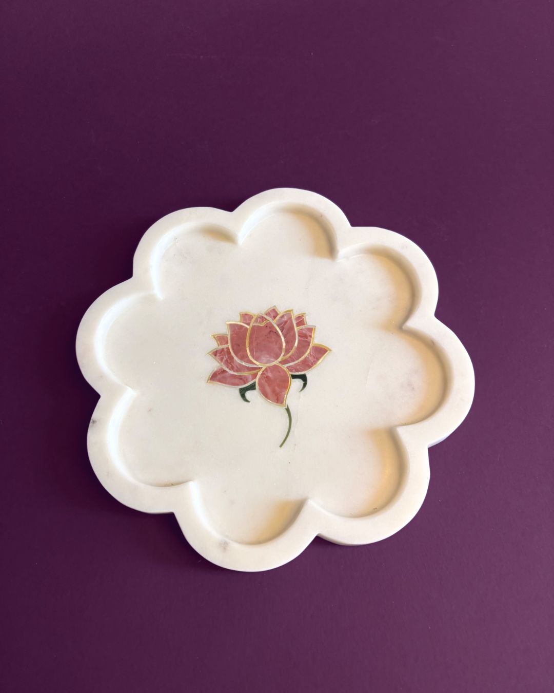 Lotus Marble Tray | Inlay in Marble