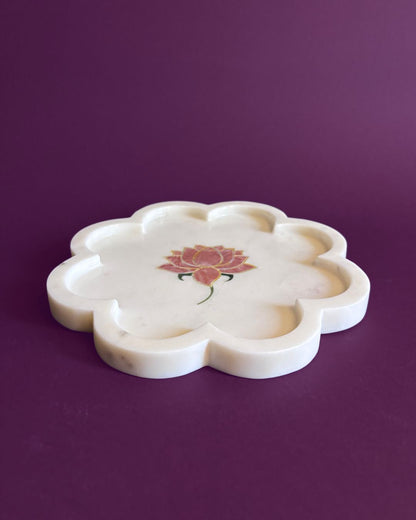 Lotus Marble Tray | Inlay in Marble