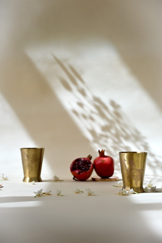 Gond Gift Box | Set of 2 | Handcrafted Brass Glasses