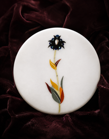 Bloom Marble Inlay Platter | Pietra Dura Handmade Serveware