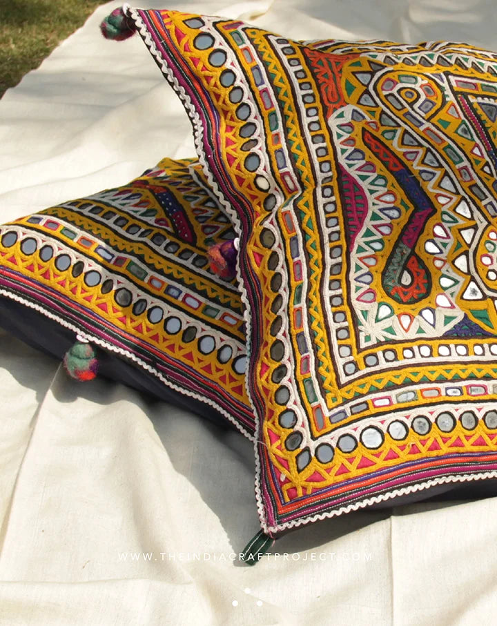 ‘Chamak’ Kutch Single Cushion Cover | Hand Embroidered