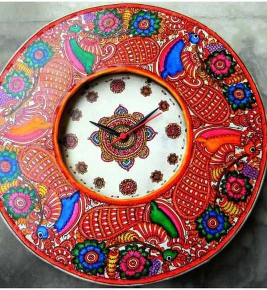 'Peacock’ Hand Painted Tholu Wall Clock