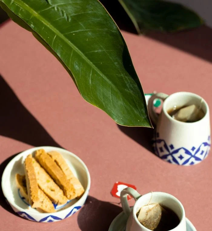 ‘Sukoon’ Blue Pottery Mug and Saucer Set