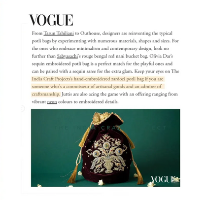 Guldasta Medium Zardozi Potli | Handcrafted Embroidered Bag