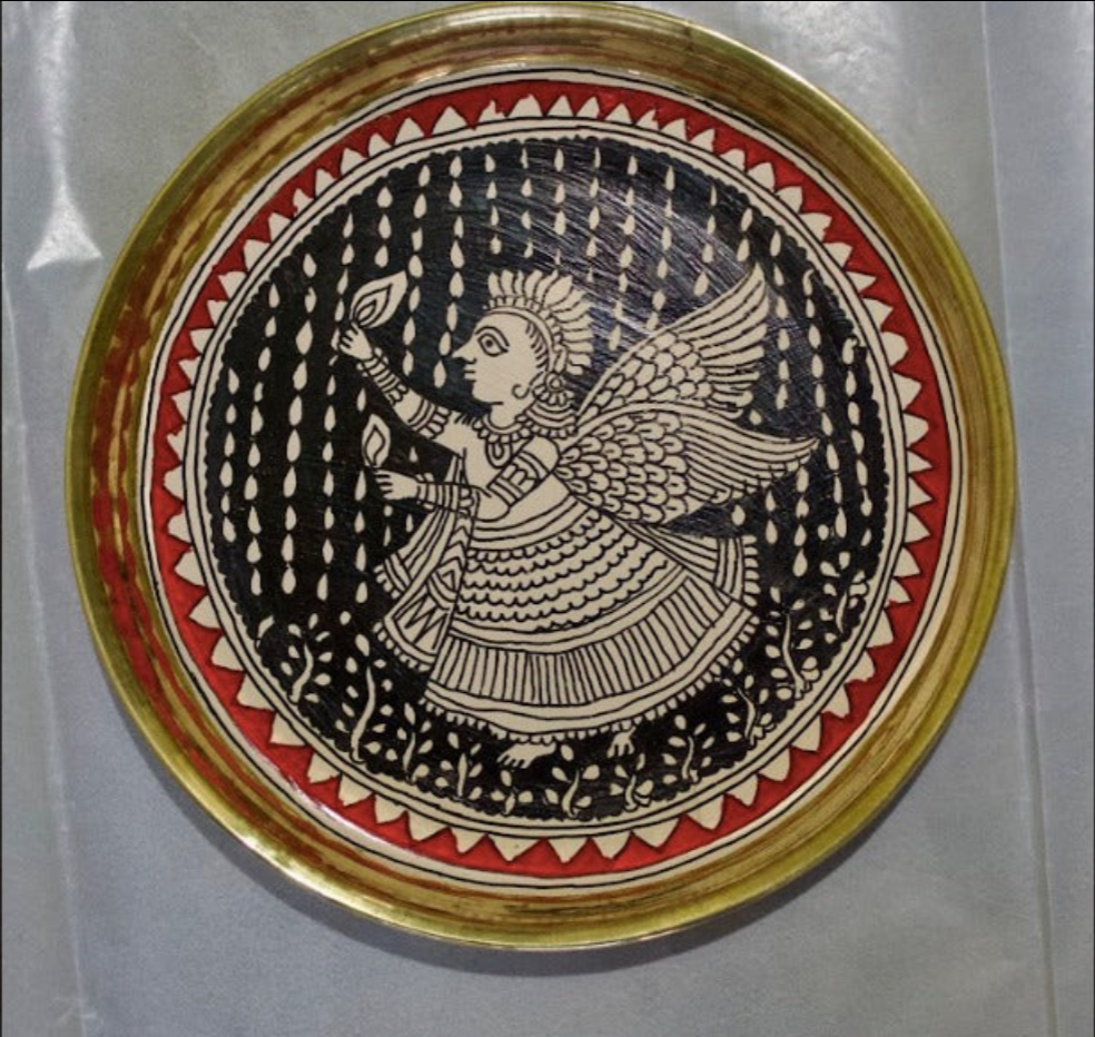 Angel Brass Wall Plate | Mata Ni Pachedi Art