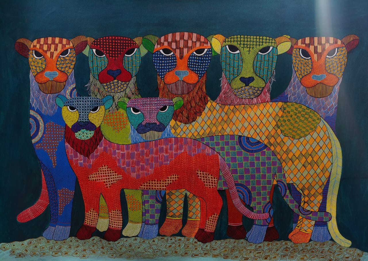 Gilded  Pride | Gond Art Painting