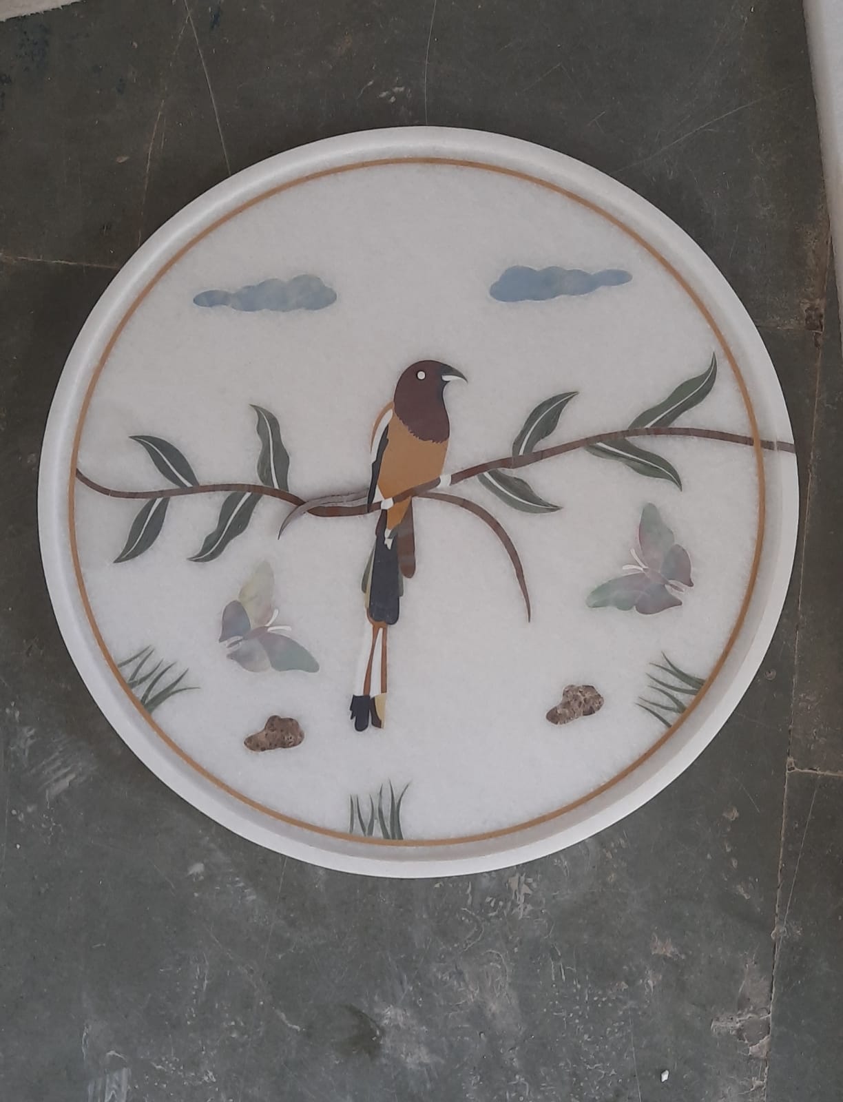 Songbird Marble Inlay Platter | Pietra Dura Handmade Serveware