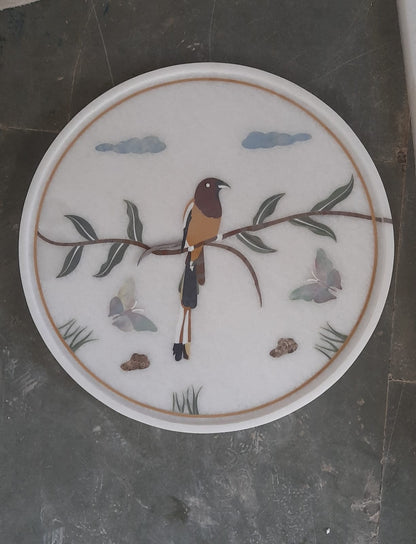 Songbird Marble Inlay Platter | Pietra Dura Handmade Serveware