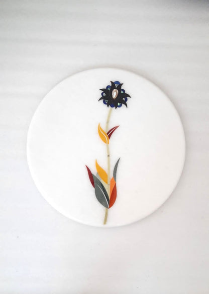 Bloom Marble Inlay Platter | Pietra Dura Handmade Serveware