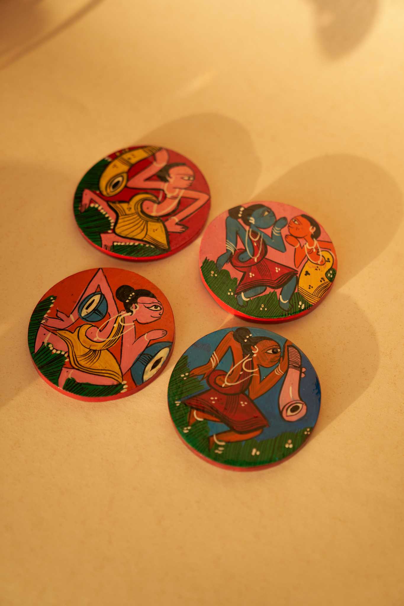 Santhal Nritya (Set of 4) Wooden Coasters