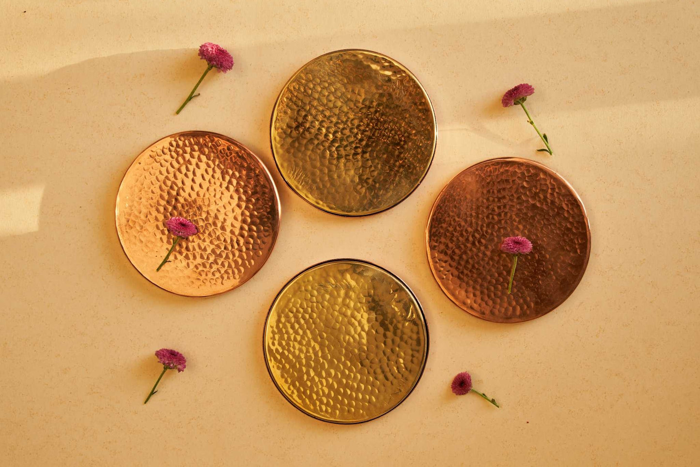 'Chamak' Copper and Brass Coasters (Set of 4)