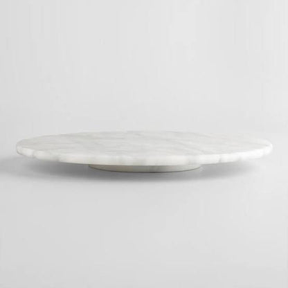 Sacred Lotus Marble Inlay Platter | Handcrafted Pietra Dura Platter