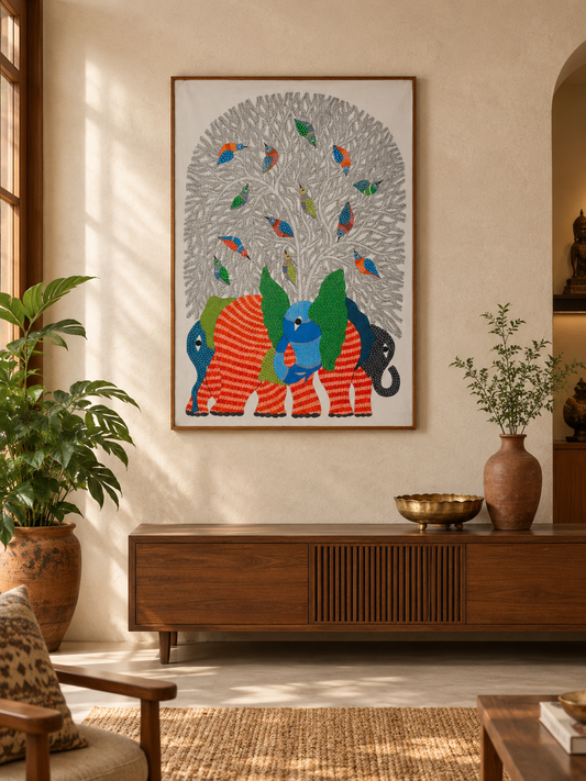 Elephants Gond Painting | Gond Art
