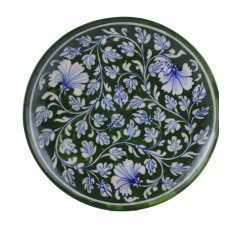 Hariyali Phool | Blue Pottery Wall Plate