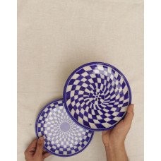 ‘Illusion Whirl’ Blue Pottery Plate