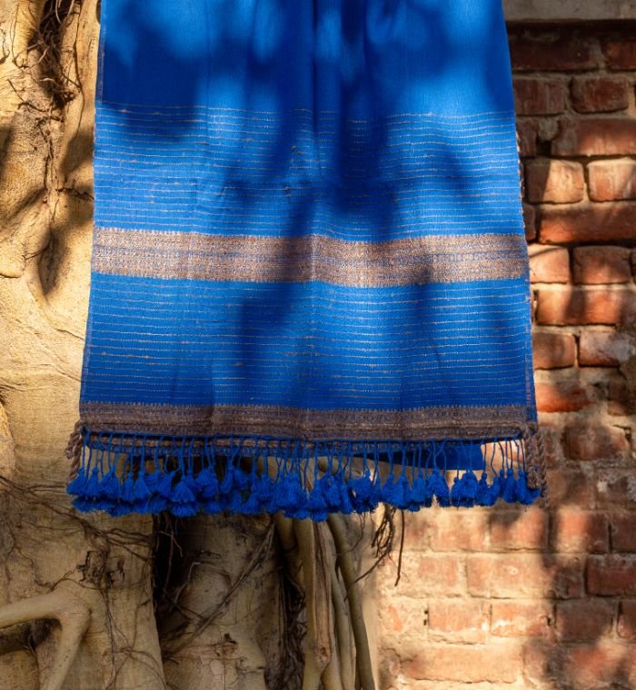 'indigo blue' Warm  Hand Embroidered Kutch Stole